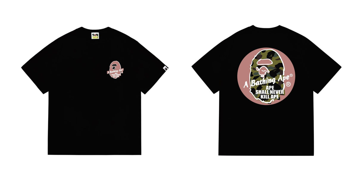 BAPE Pink Accent Ape Circle Graphic T-Shirt ¡ª front