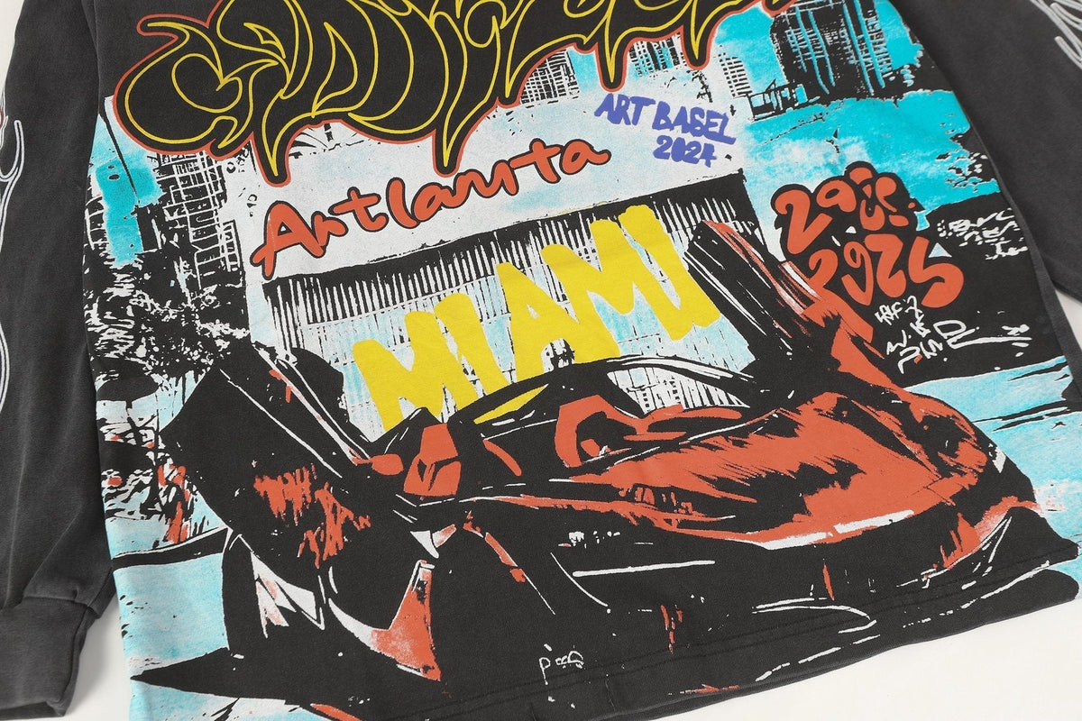 Godspeed Washed Black Rock Graphic Long-Sleeve T-Shirt ¡ª detail