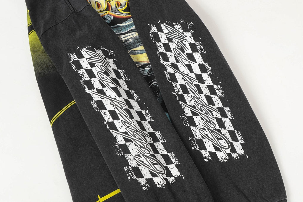 Godspeed Washed Black Racing Skull Long-Sleeve T-Shirt ¡ª detail