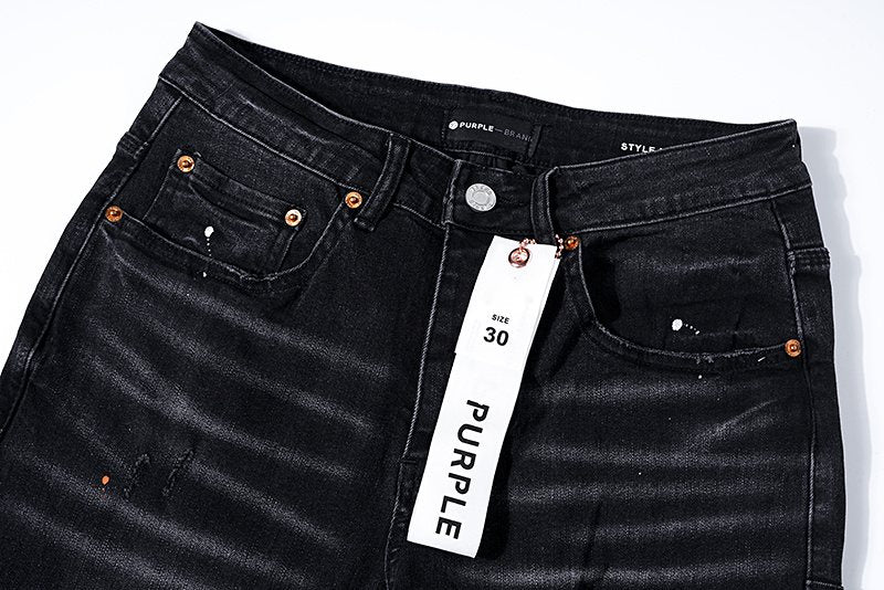 Purple Brand Paint Splatter Distressed Black Jeans ¡ª detail