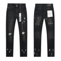 Purple Brand Black Distressed Paint-Splatter Jeans ¡ª hero