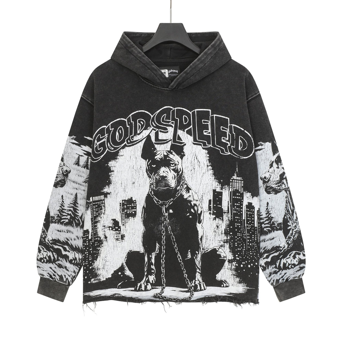Godspeed Dog & City Graphic Raw-Hem Hoodie ¡ª hero