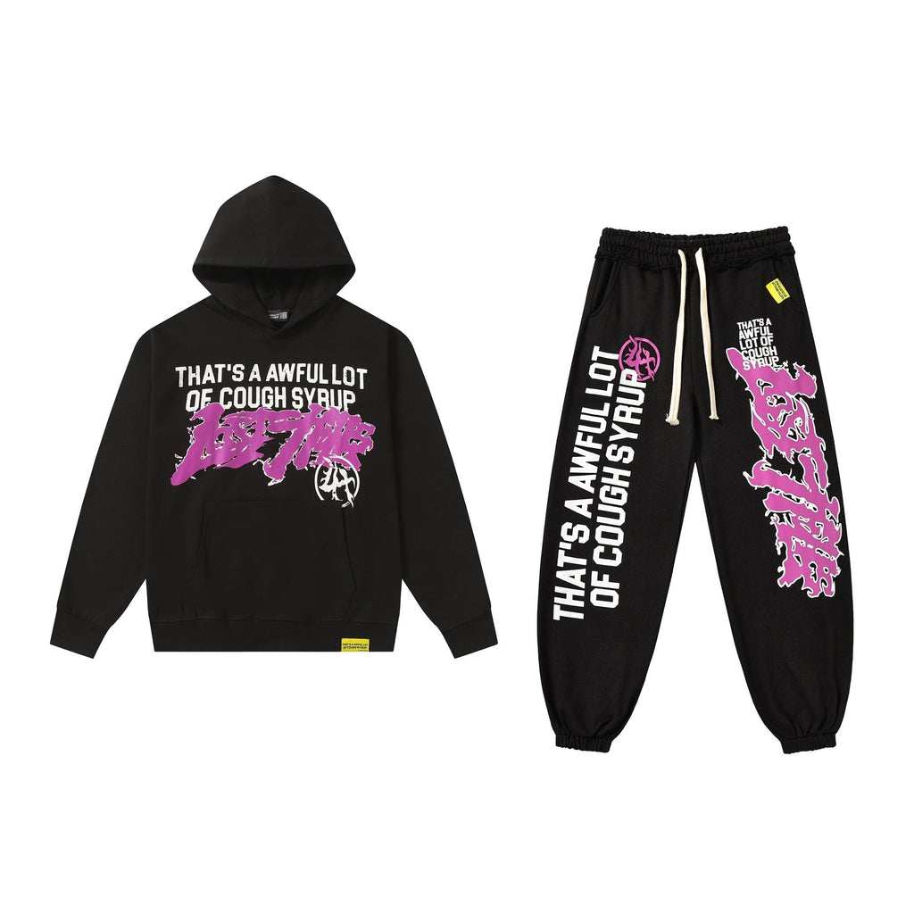 THAT'S A AWFUL LOT OF COUGH SYRUP Black Graphic Hoodie & Sweatpants Matching Set ¡ª hero