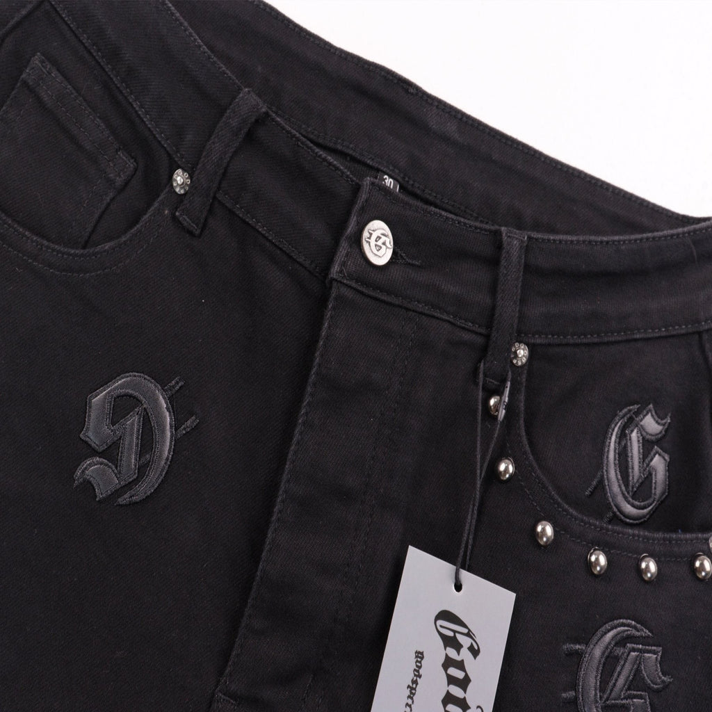 Godspeed Embroidered Denim Shorts ¡ª detail