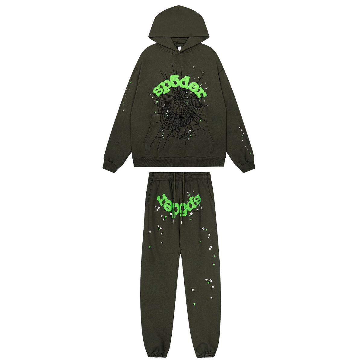 Sp5der Dark Olive Spider Web Star Matching Set ¡ª hero
