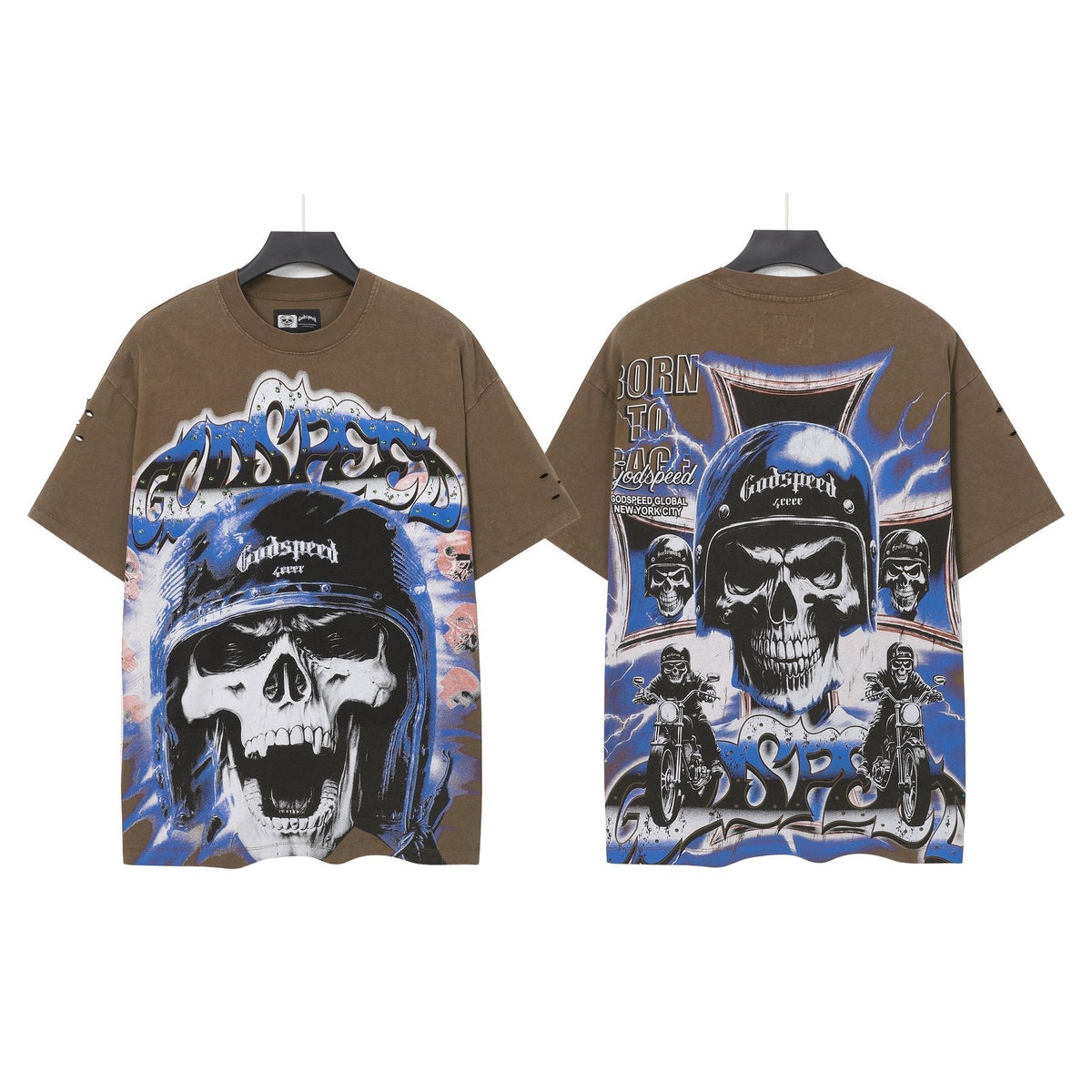 Godspeed Born to Raise Hell Distressed Graphic T-Shirt ¡ª front