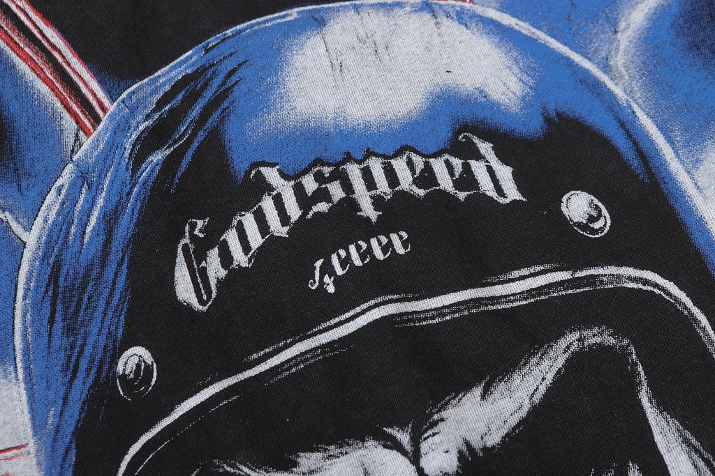 Godspeed Born to Raise Hell Distressed Graphic T-Shirt ¡ª detail
