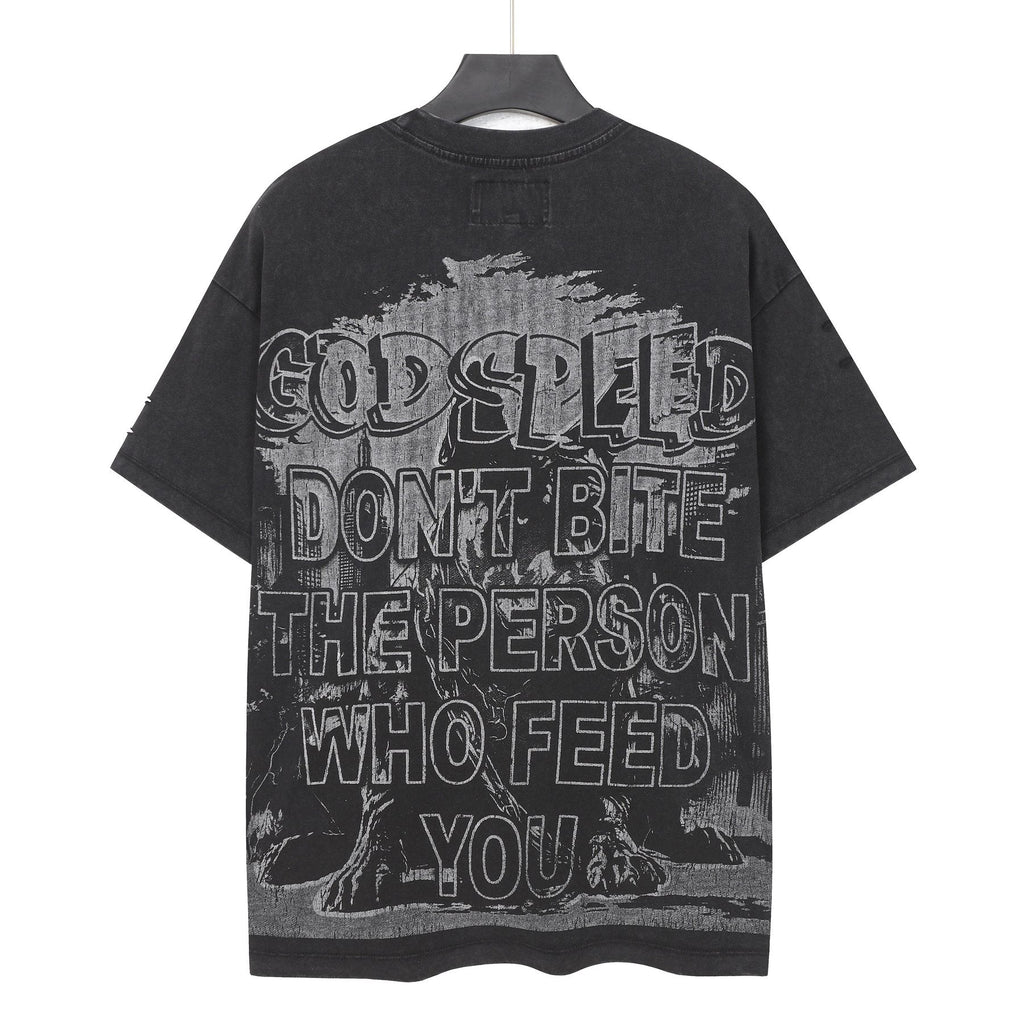 Godspeed Dog Graphic Distressed Sleeve T-Shirt ¡ª back