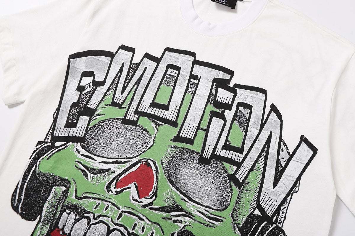 MIXED EMOTION Skull Headphones Graphic Short-Sleeve T-Shirt ¡ª detail