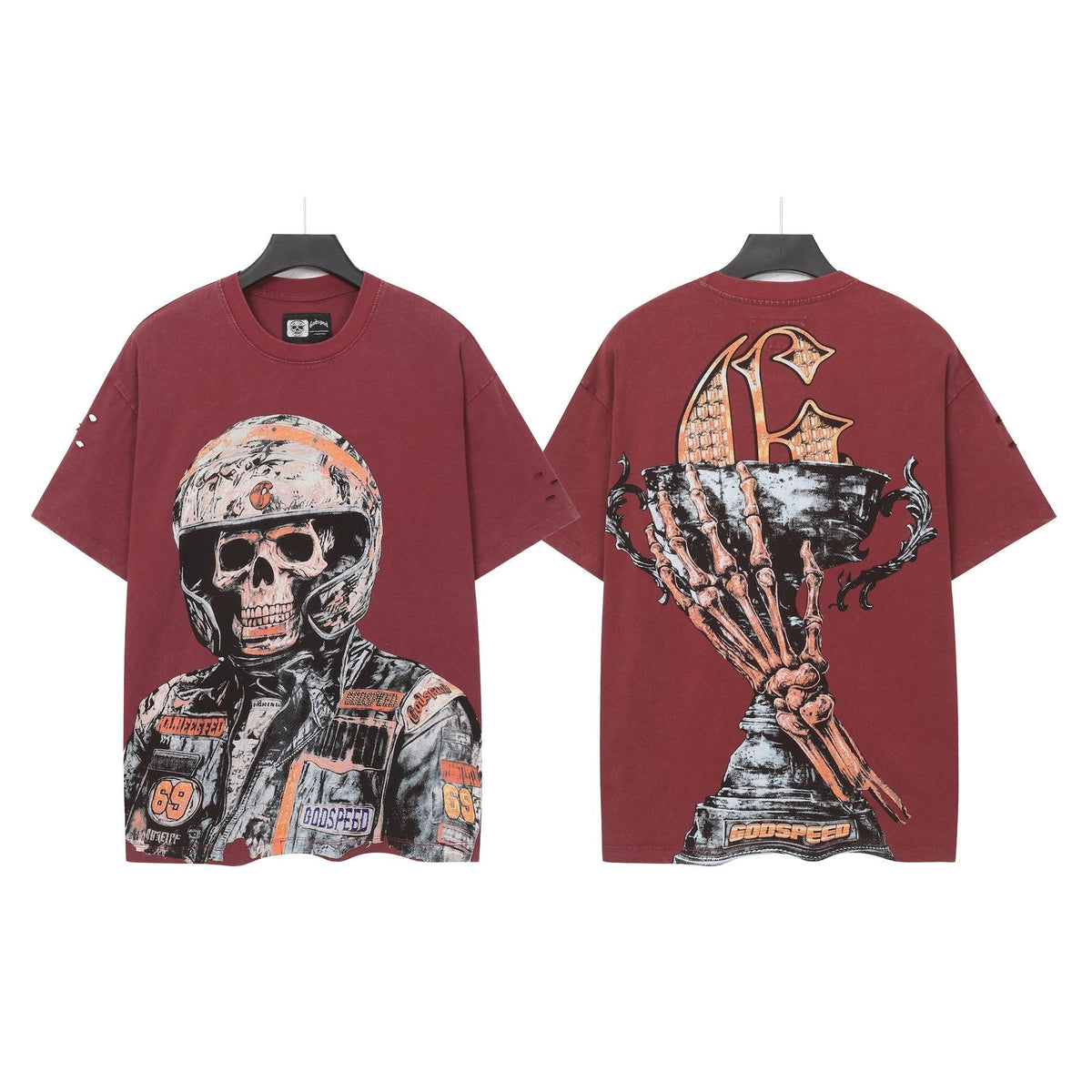 Godspeed Distressed Rhinestone Graphic T-Shirt ¡ª front