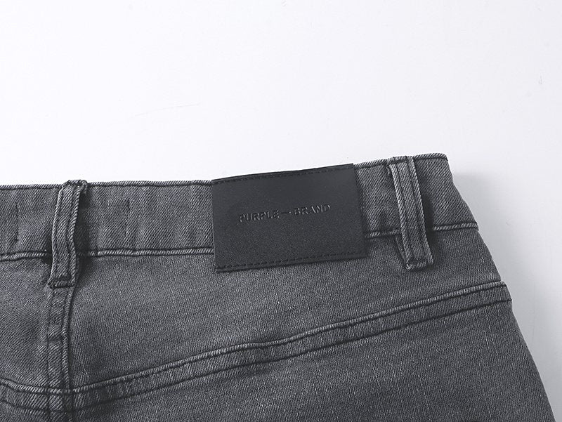 Purple Brand Charcoal Gray Paint-Splatter Cargo Jeans ¡ª detail