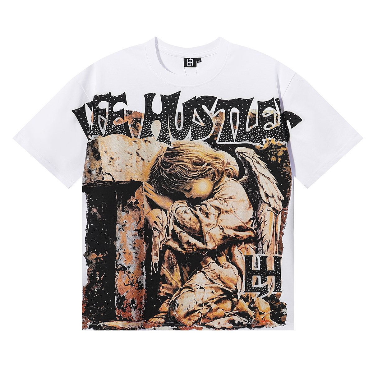 Life Hustlere Praying Angel Rhinestone Graphic T-Shirt ¡ª hero