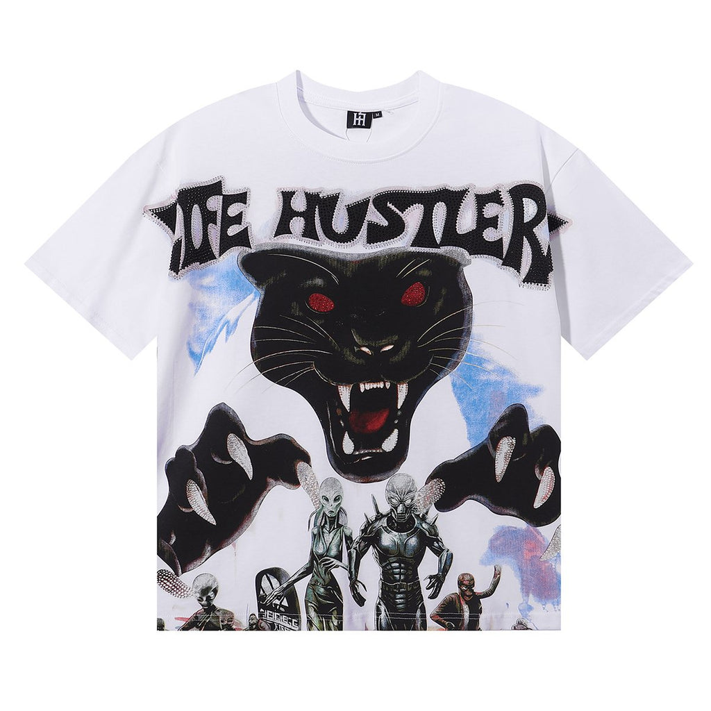 Life Hustlere Rhinestone Panther Graphic T-Shirt ¡ª hero