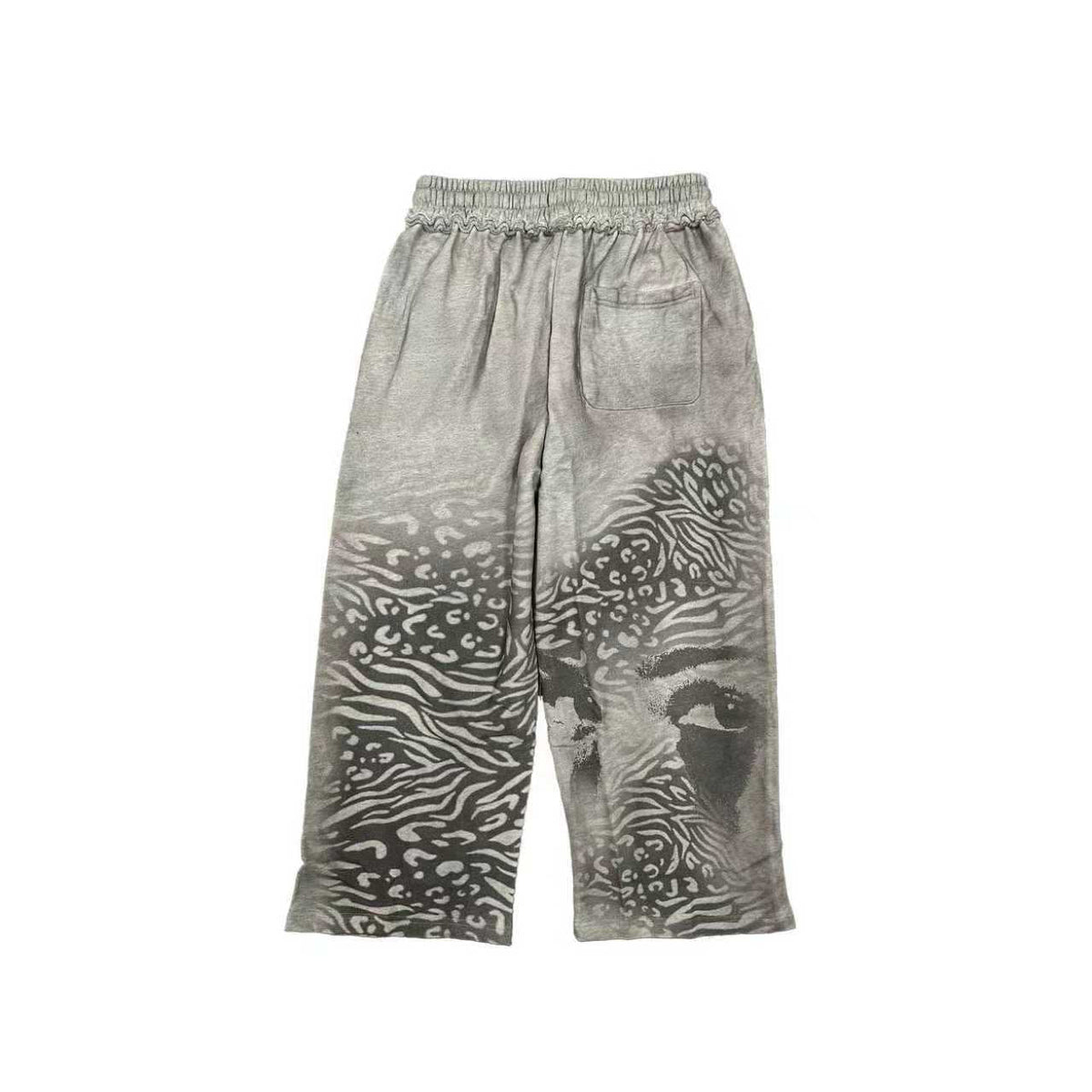 MIXED EMOTION Abstract Face Print Wide-Leg Pants ¡ª back