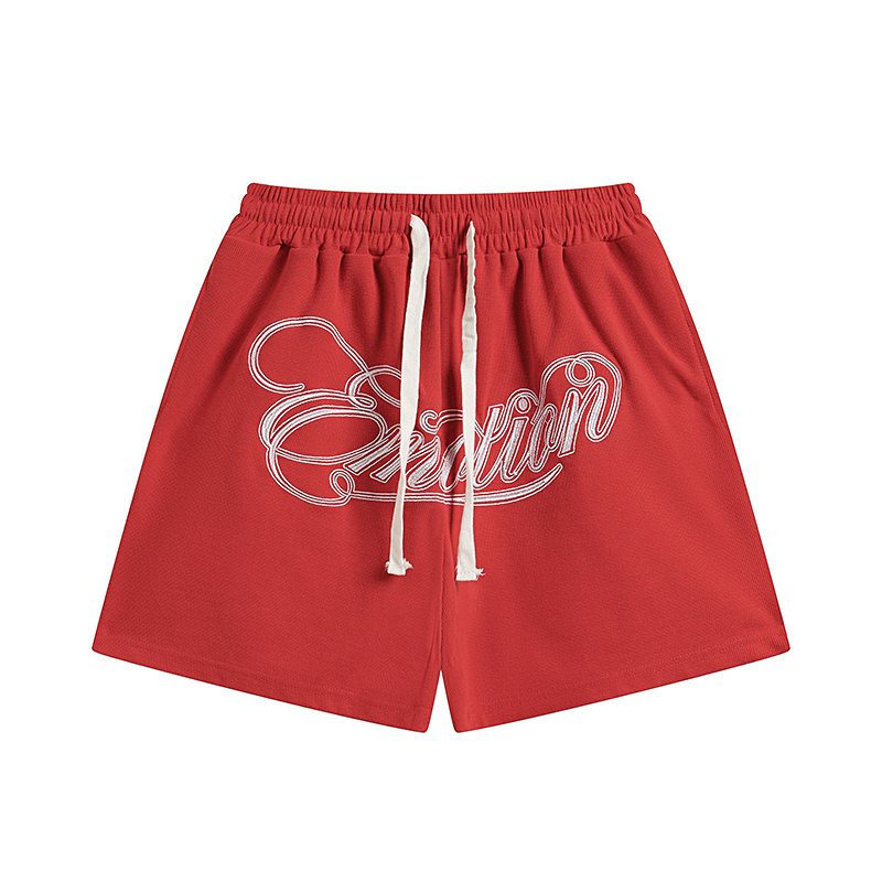MIXED EMOTION Embroidered Drawstring Shorts ¡ª front