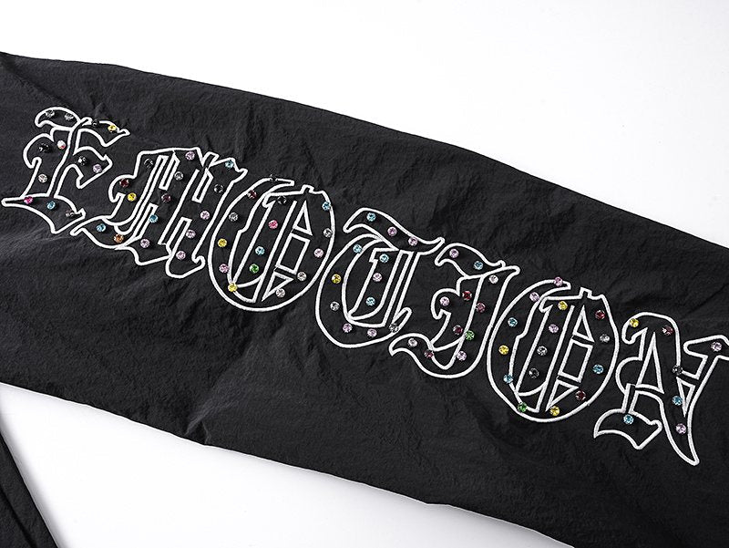 MIXED EMOTION Black Graphic Drawstring Pants ¡ª detail