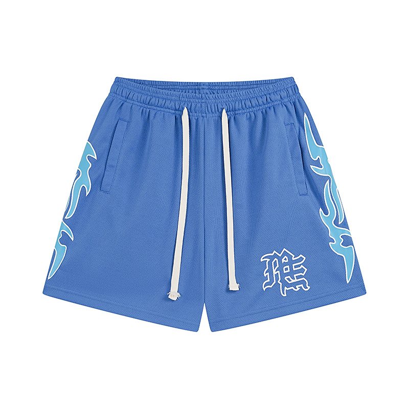 MIXED EMOTION Flame Graphic Drawstring Shorts ¡ª front