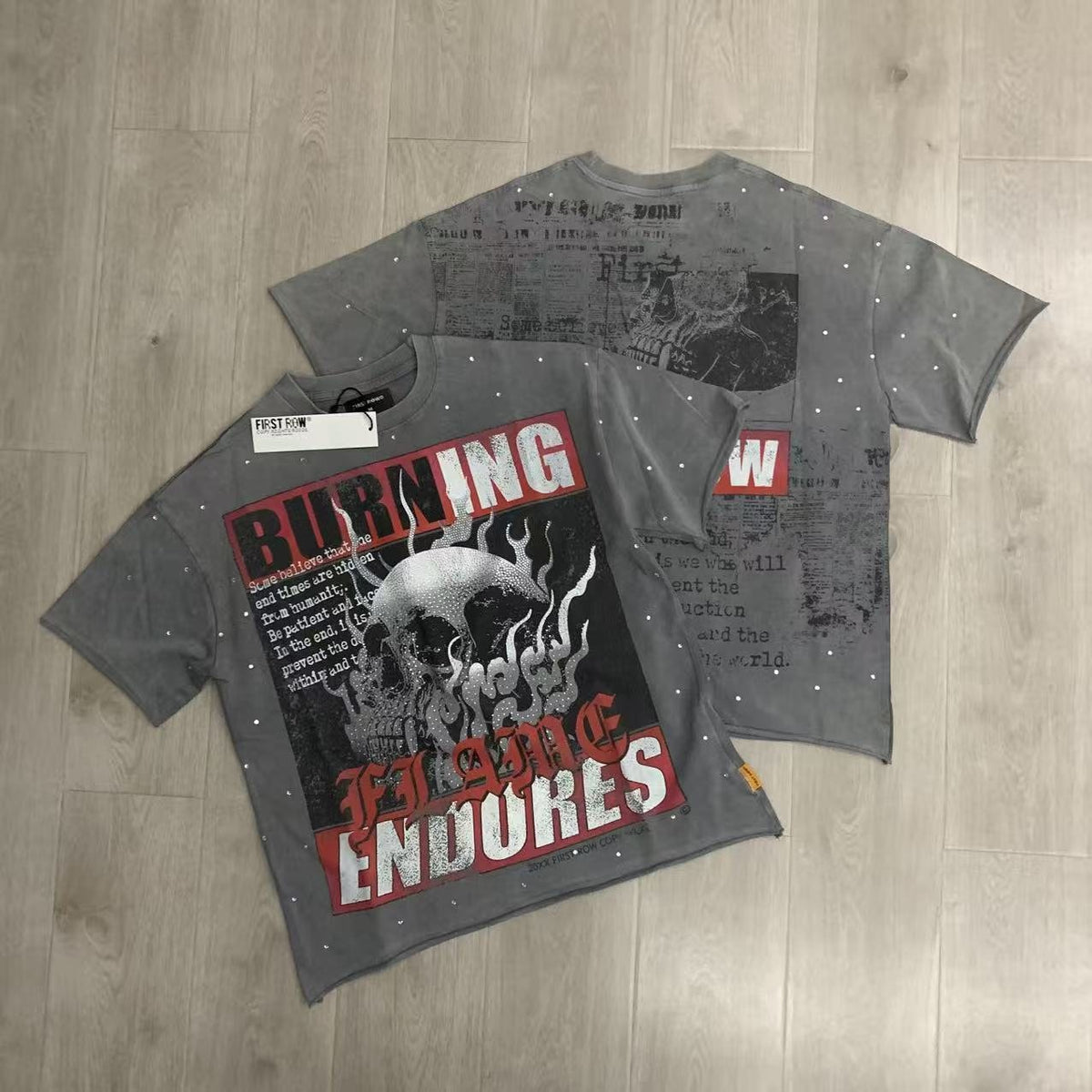 FIRST ROW Burning Flames Cropped Graphic T-Shirt ¡ª context