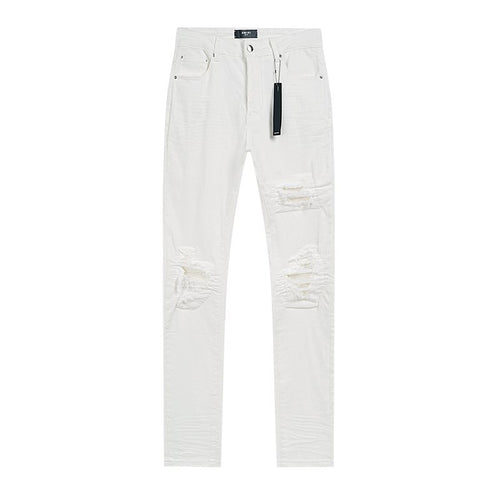AMIRI White Distressed Ribbed Panel Jeans ¡ª hero