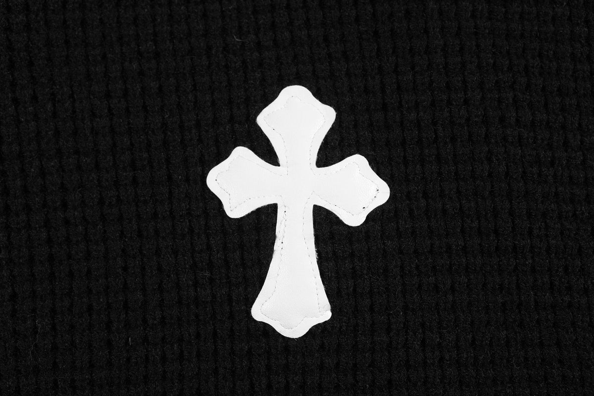 Chrome Hearts Slogan Patch Waffle Knit Crewneck Sweater ¡ª detail