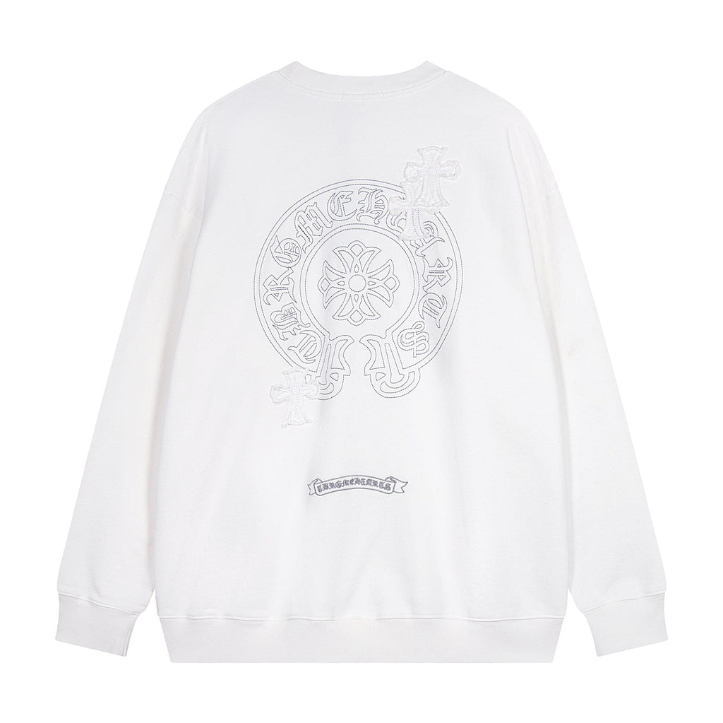 Chrome Hearts Rhinestone Horseshoe Applique Crewneck Sweatshirt ¡ª back