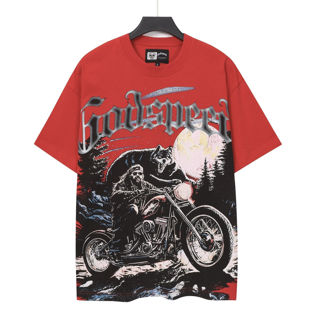 Godspeed Motorcycle Wolf Moon Graphic T-Shirt ¡ª hero