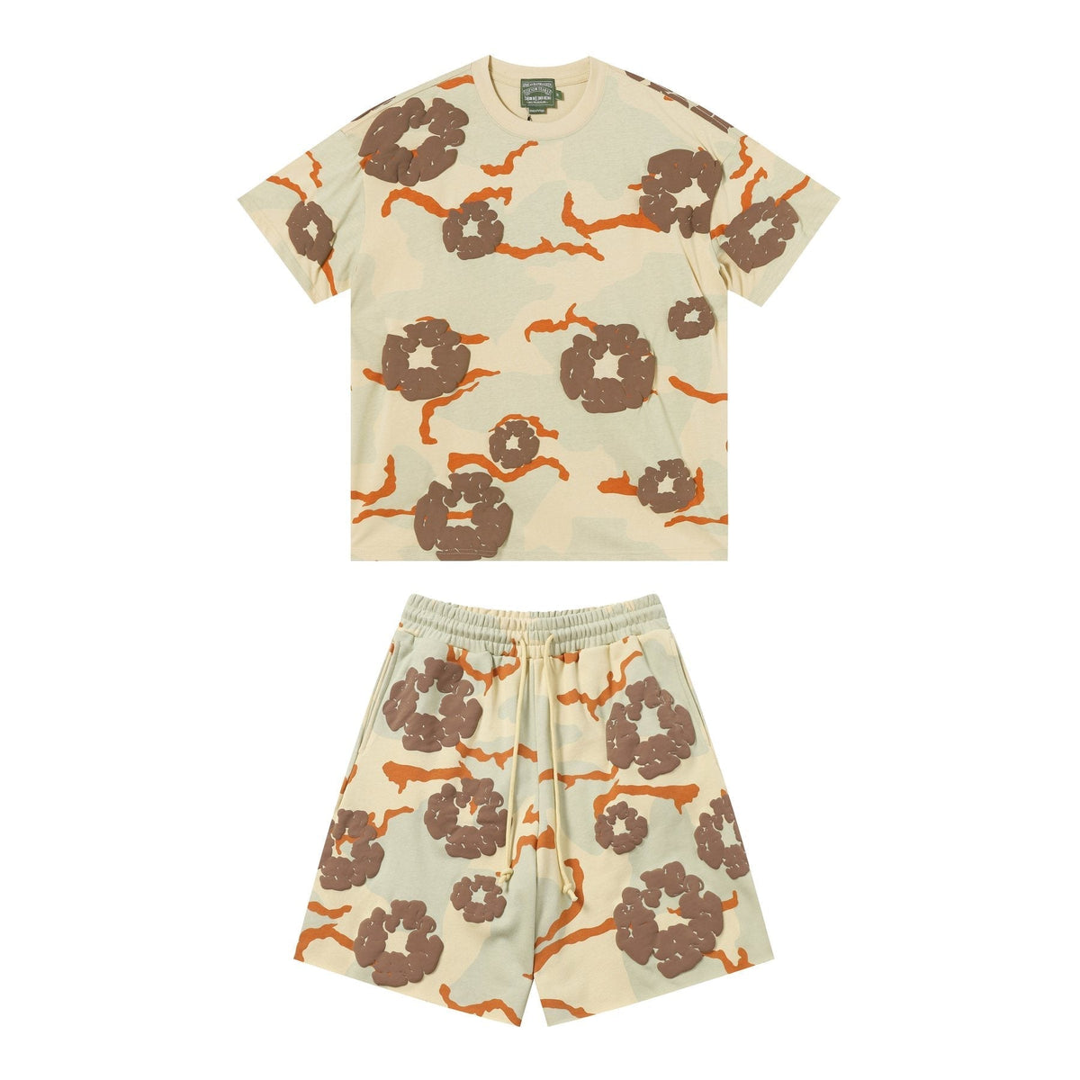 DENIM TEARS Floral Camo T-Shirt & Shorts Set ¡ª front