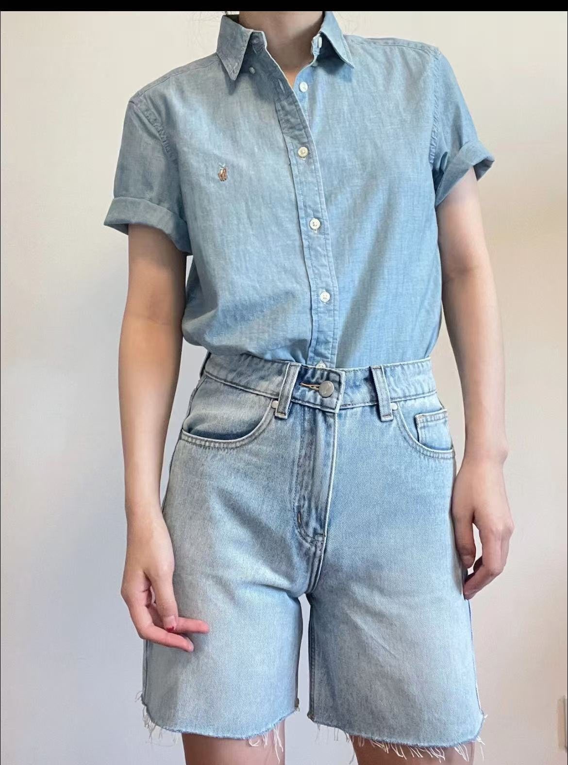 Test2-Ralph Lauren Slub Denim Short-Sleeve Button-Up Shirt ¡ª hero