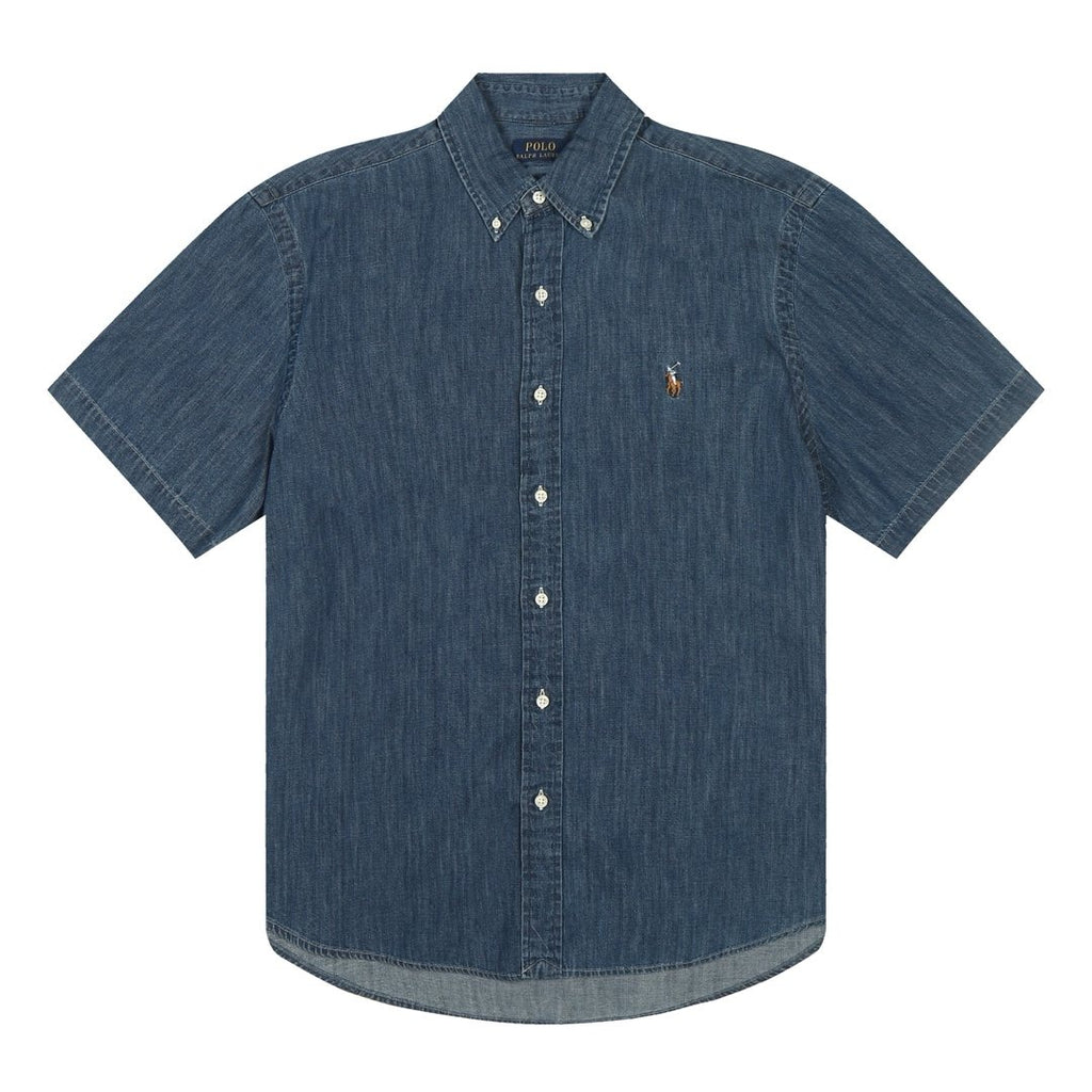 Test2-Ralph Lauren Slub Denim Short-Sleeve Button-Up Shirt ¡ª front