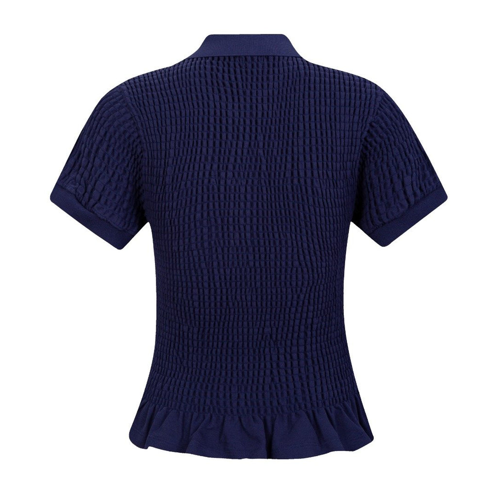 Test2-Ralph Lauren Ruffled-Hem Piqu¨¦ Polo Top ¡ª back
