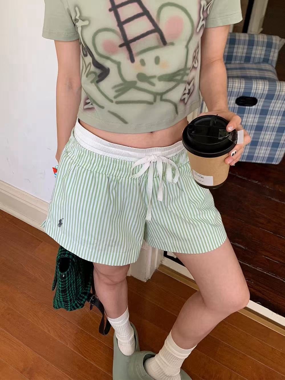 Test2-Ralph Lauren Striped Double-Waist Shorts ¡ª front